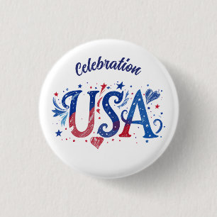 USA 250th Anniversary patriotic graphic  3 Cm Round Badge