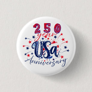 USA 250th Anniversary patriotic graphic  3 Cm Round Badge