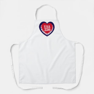 USA 250th Anniversary Patriotic Red White Blue Apron