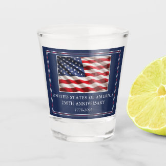 USA 250th Anniversary Patriotic Toast Shot Glass
