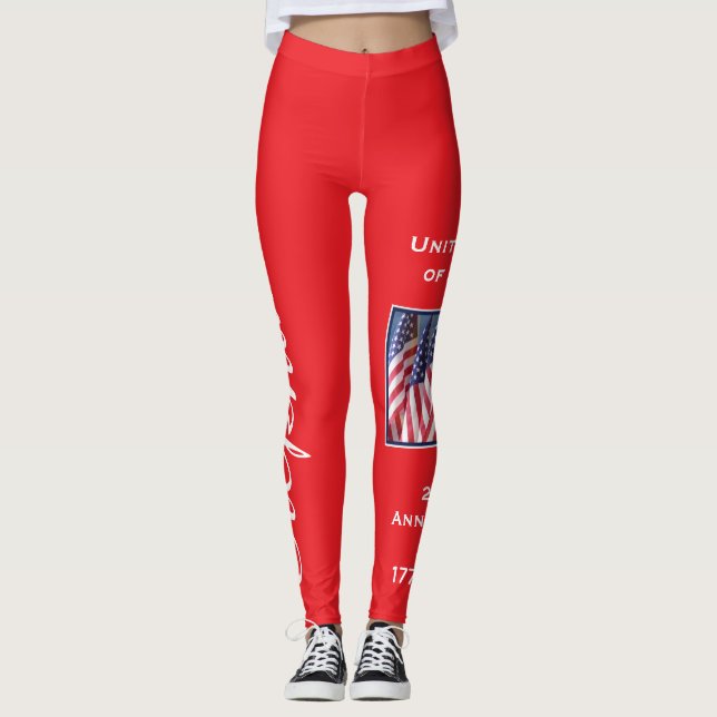USA 250th Anniversary personalised name yoga Leggings (Front)