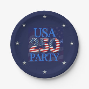 USA 250th Anniversary Personalised Patriotic  Paper Plate