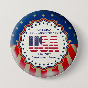 USA 250th Anniversary Semiquincentennial 1776–2026 7.5 Cm Round Badge