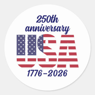 USA 250th Anniversary Semiquincentennial 1776–2026 Classic Round Sticker
