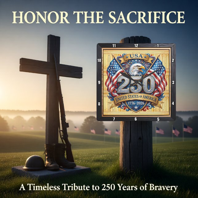 USA 250th Anniversary Shield Eagle Square Wall Clock (Creator Uploaded)