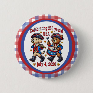 USA 250th Anniversary Souvenir - Patriotic 6 Cm Round Badge