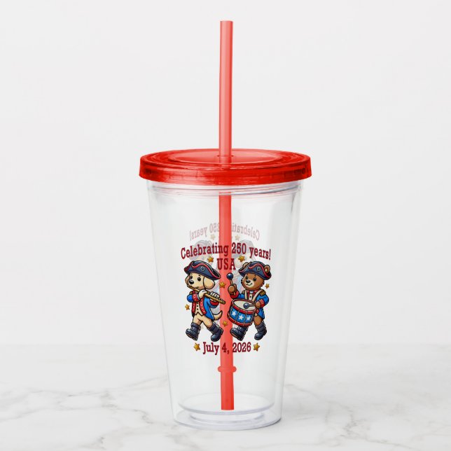 USA 250th Anniversary Souvenir - Patriotic  Acrylic Tumbler (Front)