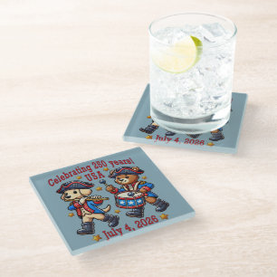 USA 250th Anniversary Souvenir - Patriotic Glass Coaster