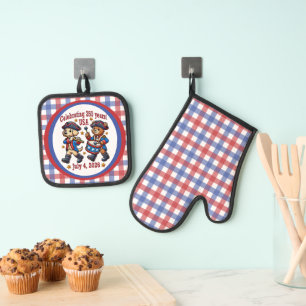 USA 250th Anniversary Souvenir - Patriotic Oven Mitt & Pot Holder Set
