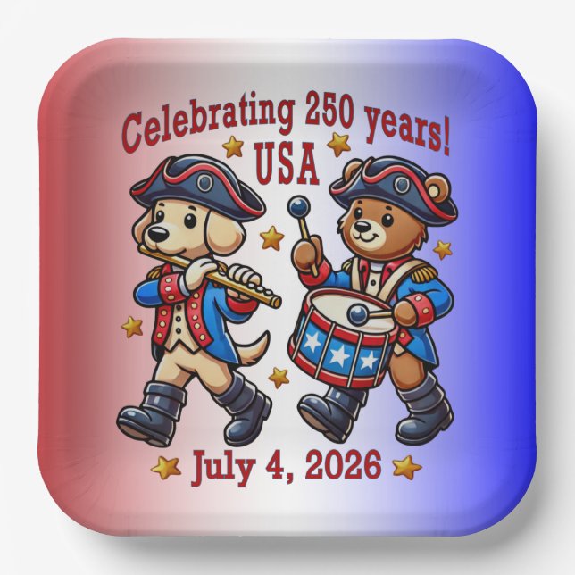 USA 250th Anniversary Souvenir - Patriotic  Paper Plate (Front)