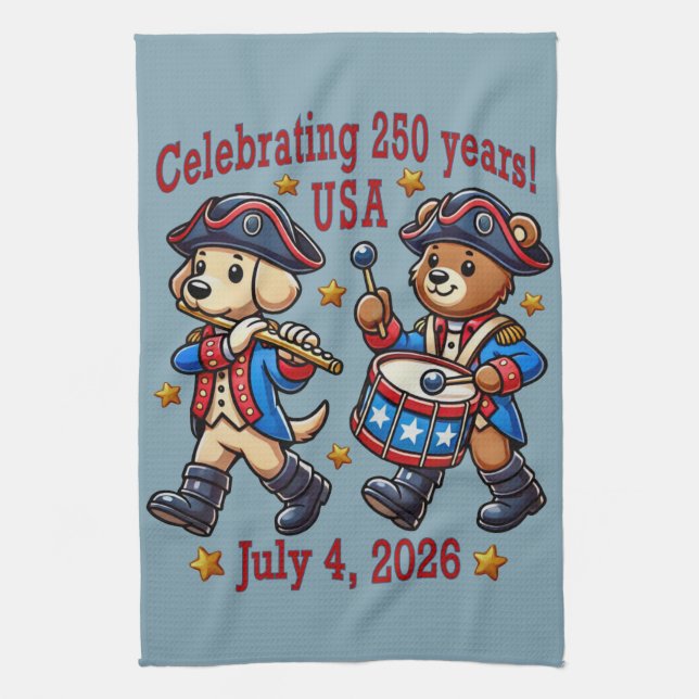 USA 250th Anniversary Souvenir - Patriotic  Tea Towel (Vertical)