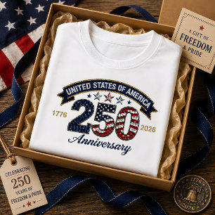 USA 250th Anniversary Sparkling Style Patriotic T-Shirt
