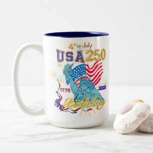 USA 250th Birthday 4th of July 1776-2026 (Left) Two-Tone Coffee Mug