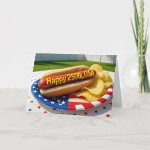 USA 250th Birthday Party Hot Dog Card