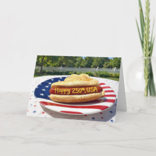 USA 250th Birthday Party Hot Dog Card