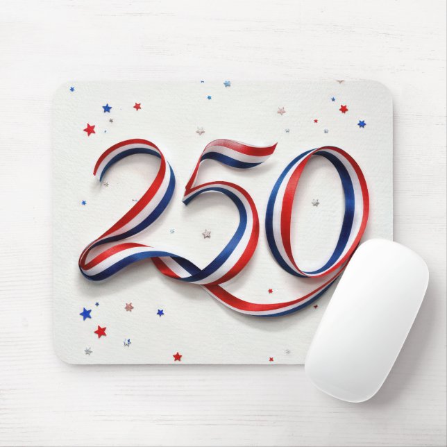 USA 250th Birthday Ribbon and Stars Mouse Pad (With Mouse)