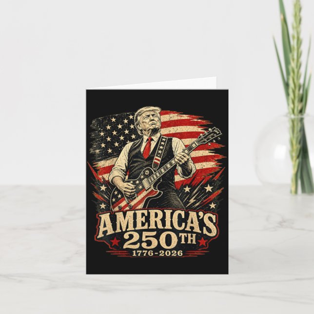 Usa 250th Playing Guitar 4th Of July 250th Card (Front)