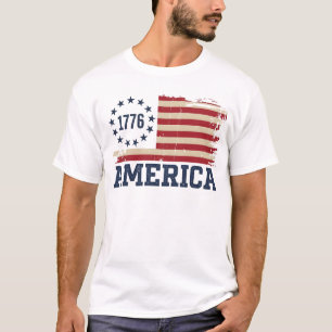 USA 250th Vintage 1776 America Distressed Flag T-Shirt