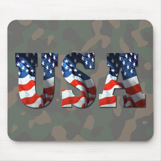 USA 3-D Camo-Military Support by SKO Mouse Pad (Front)