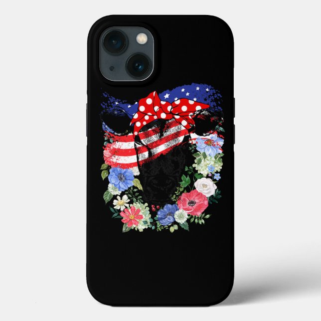 USA 4th July American Flag Patriotic Cow Lover Hei Case-Mate iPhone Case (Back)