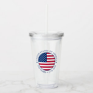 USA 4th July Independence Day 250 Years of Freedom Acrylic Tumbler