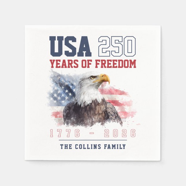 USA 4th of July America's 250th Anniversary Party Napkin (Front)