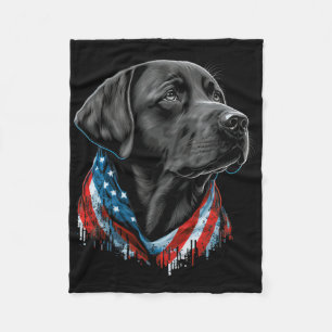 Usa 4th Of July Black Patriotic American Labrador Fleece Blanket