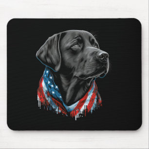 Usa 4th Of July Black Patriotic American Labrador Mouse Pad
