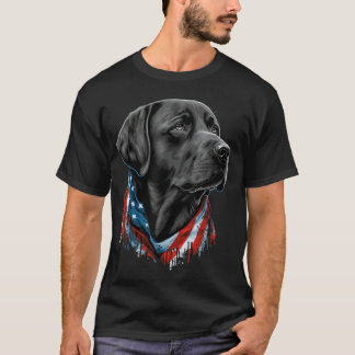 Usa 4Th Of July Black Patriotic American Labrador T-Shirt