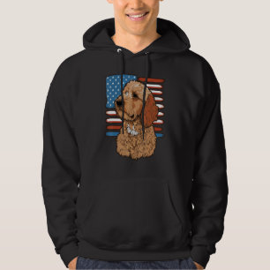 USA 4th Of July Golden Doodle on American Goldendo Hoodie