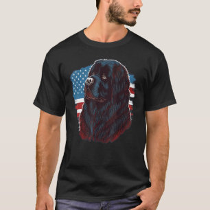 USA 4th Of July Newfie Dog on American Newfoundlan T-Shirt