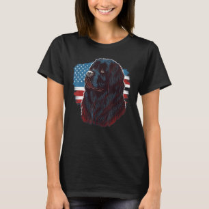 USA 4th Of July Newfie Dog on American Newfoundlan T-Shirt