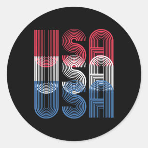 Usa 4th Of July Retro Independence Day Classic Round Sticker