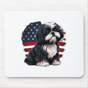 Usa 4th Of July Shih Tzu On Patriotic American Shi Mouse Pad