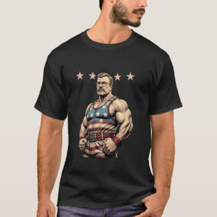 USA 4th Of July Teddy Roosevelt Swole Muscles Funn T-Shirt