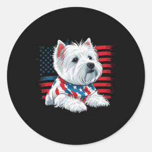 Usa 4th Of July West White Terrier American Westie Classic Round Sticker
