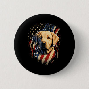 Usa 4th Of July Yellow Patriotic American Labrador 6 Cm Round Badge