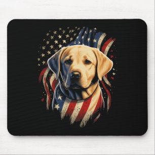 Usa 4th Of July Yellow Patriotic American Labrador Mouse Pad