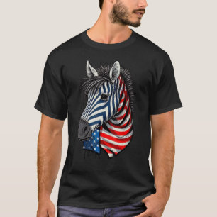 USA 4th Of July Zebra on Patriotic American Zebra T-Shirt