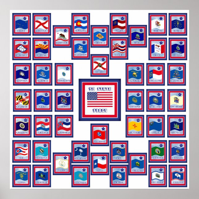 USA 50 STATE FLAGS WHITE/556 POSTER (Front)
