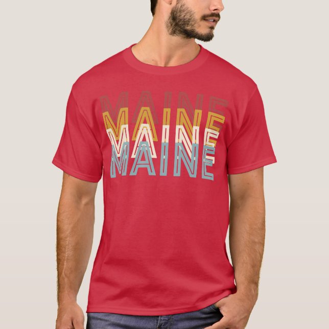 Usa 70S State Maine family T-Shirt (Front)