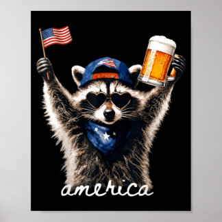 Usa Aamerica Racoon Beer 1776-2026 4th Of July Poster