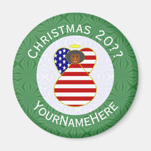 USA African American Angel Christmas Flag Personal Magnet