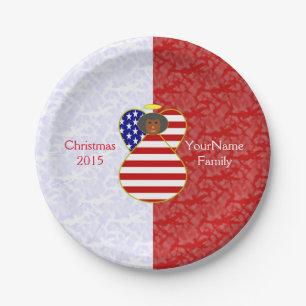 USA African American Angel Flag Red White Personal Paper Plate