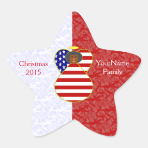 USA African American Angel Flag Red White Personal Star Sticker