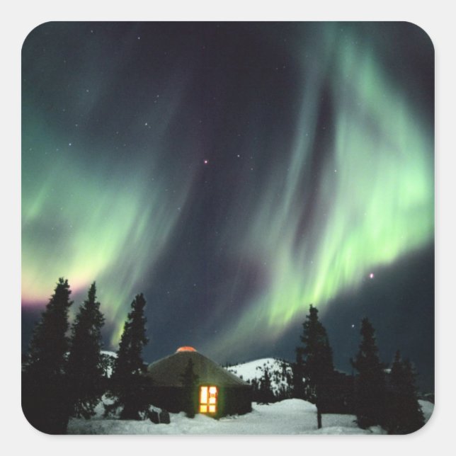 USA, Alaska, Chena Hot Springs. Aurora Square Sticker (Front)