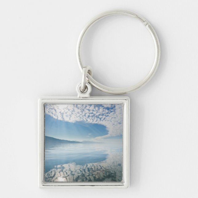 USA, Alaska, Freshwater Bay. Clouds Reflected Key Ring (Front)