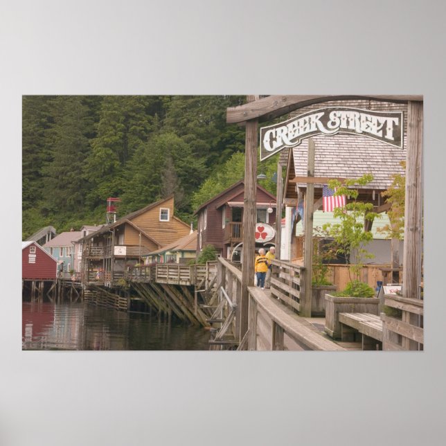 USA, Alaska, Ketchikan, Creek Street, downtown Poster (Front)
