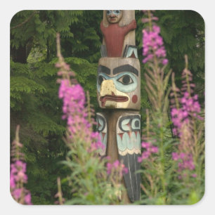 USA, Alaska, Ketchikan, Totem Bight State Square Sticker