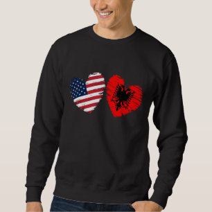 Usa Albania Flag Heart Valentines Day Albanian Ame Sweatshirt